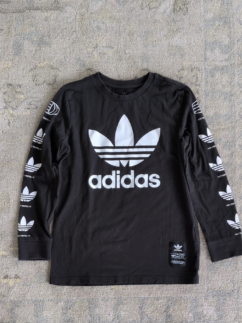 Adidas Kids Black Trefoil Long Sleeve Tee